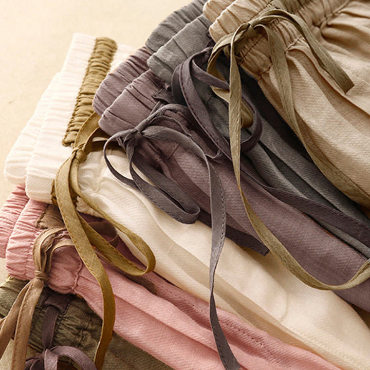 Pantaloni harem da donna in cotone e lino con coulisse, stile vintage, casual, estivi, con tasche, in Buddha Stones - image 29