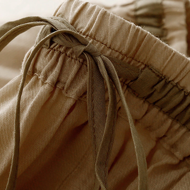 Pantaloni harem da donna in cotone e lino con coulisse, stile vintage, casual, estivi, con tasche, in Buddha Stones - image 10