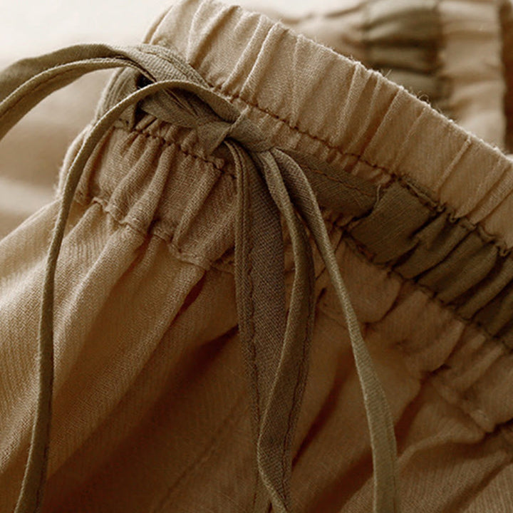 Pantaloni harem da donna in cotone e lino con coulisse, stile vintage, casual, estivi, con tasche, in Buddha Stones - image 10