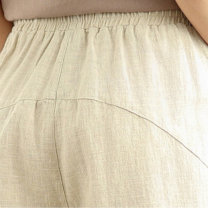Pantaloni harem da donna in cotone e lino con tasche, casual, semplici e quotidiani, modello Buddha Stones