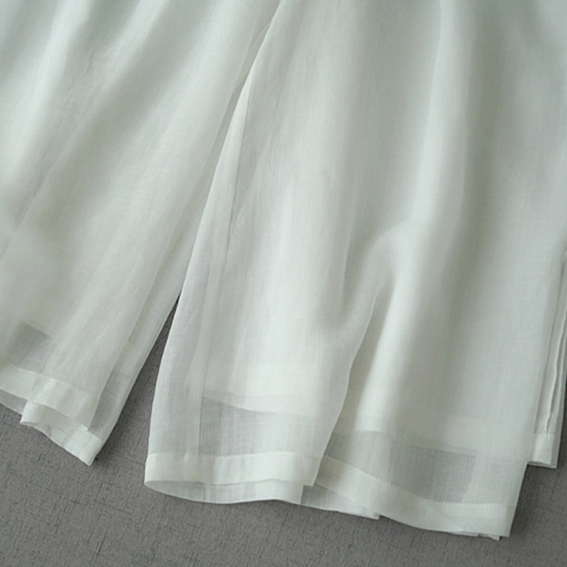 Pantaloni larghi da donna Buddha Stones, casual, tinta unita, in ramia, con spacchi, lunghezza 7-8, con tasche - image 14