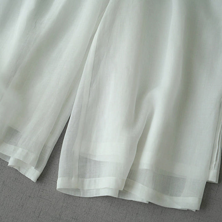 Pantaloni larghi da donna Buddha Stones, casual, tinta unita, in ramia, con spacchi, lunghezza 7-8, con tasche - image 14