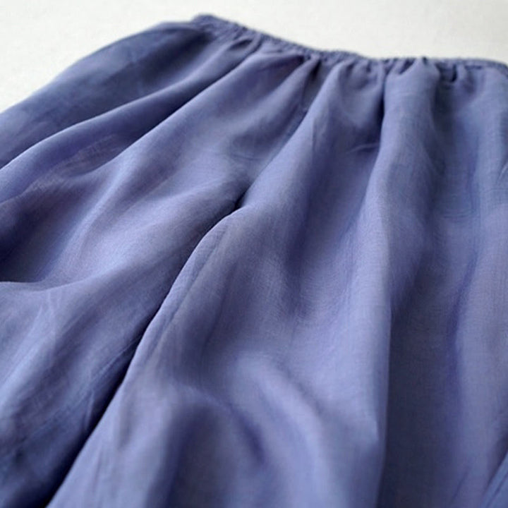 Pantaloni larghi da donna Buddha Stones, casual, tinta unita, in ramia, con spacchi, lunghezza 7-8, con tasche - image 2