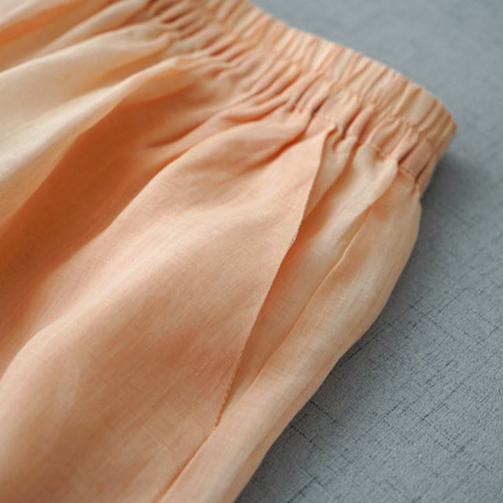 Pantaloni larghi da donna Buddha Stones, casual, tinta unita, in ramia, con spacchi, lunghezza 7-8, con tasche - image 7