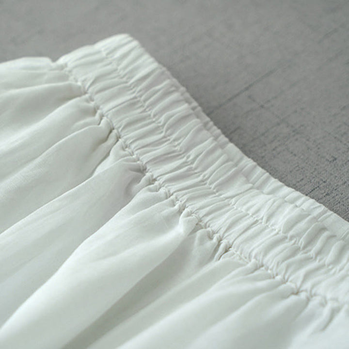 Pantaloni larghi da donna Buddha Stones, casual, tinta unita, in ramia, con spacchi, lunghezza 7-8, con tasche - image 13