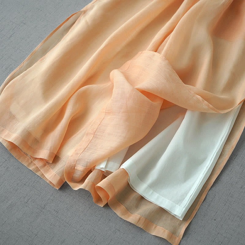 Pantaloni larghi da donna Buddha Stones, casual, tinta unita, in ramia, con spacchi, lunghezza 7-8, con tasche - image 10