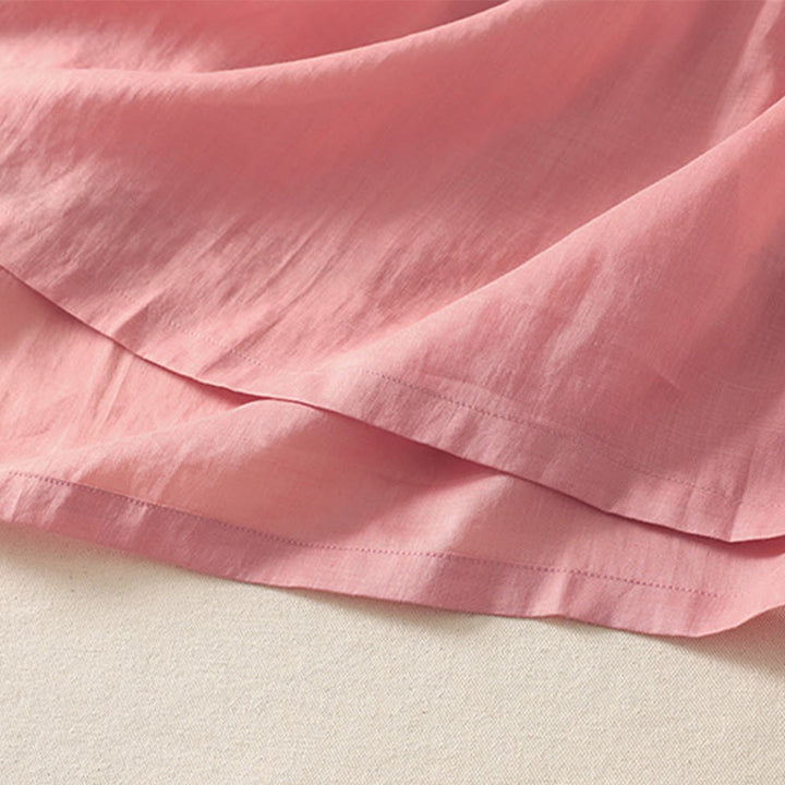 Abito midi da donna in cotone e lino con maniche corte, tasche e lacci, con pieghe Buddha Stones - image 8