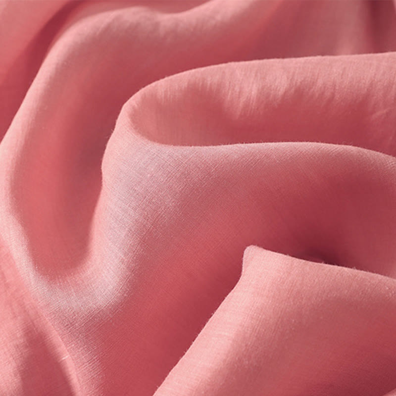 Abito midi da donna in cotone e lino con maniche corte, tasche e lacci, con pieghe Buddha Stones - image 9