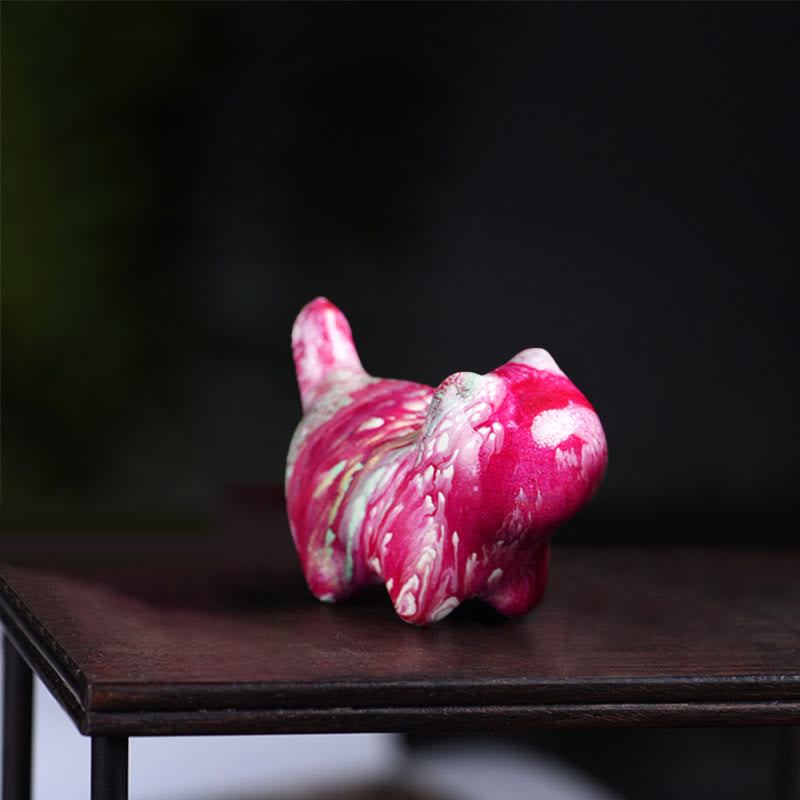 Buddha Stones Mini Gatto adorabile Legno di ebano laccato Artigianato Decorazione della pace - Rosso (colore rosso casuale) - image 2