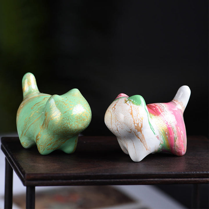 Buddha Stones Mini Gatto adorabile Legno di ebano laccato Artigianato Decorazione della pace - image 1