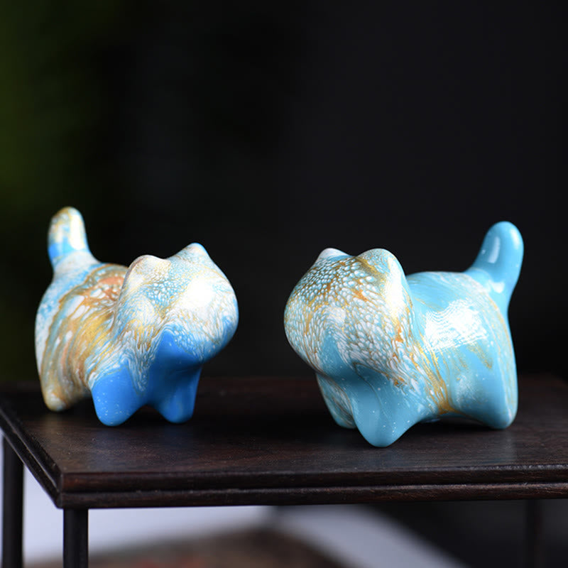 Buddha Stones Mini Gatto adorabile Legno di ebano laccato Artigianato Decorazione della pace - image 9