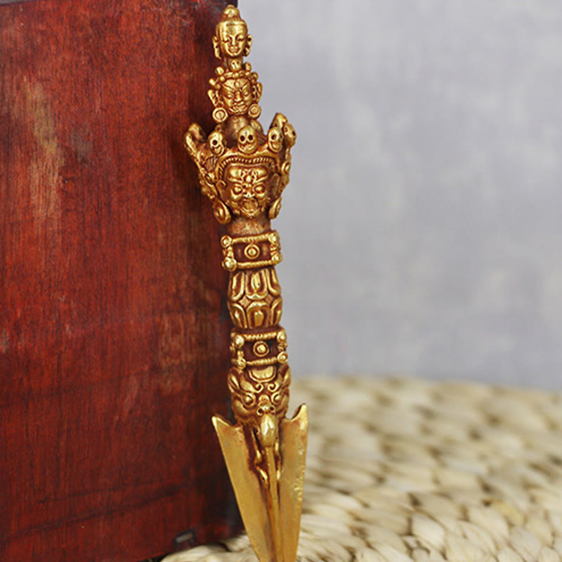 Buddha Stones fatte a mano piccole Nepal Vajra Dorje forza decorazione in metallo rame - image 3