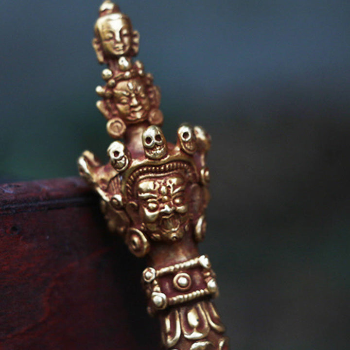 Buddha Stones fatte a mano piccole Nepal Vajra Dorje forza decorazione in metallo rame