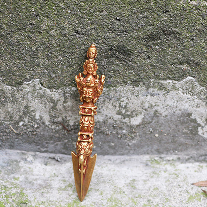 Buddha Stones fatte a mano piccole Nepal Vajra Dorje forza decorazione in metallo rame