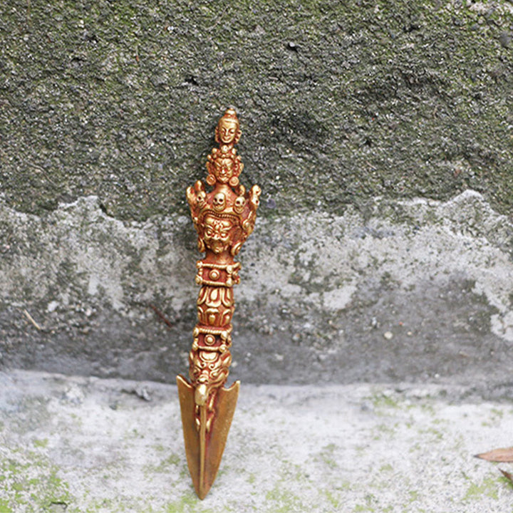 Buddha Stones fatte a mano piccole Nepal Vajra Dorje forza decorazione in metallo rame