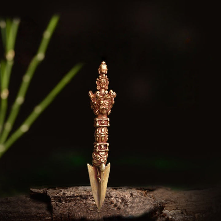 Buddha Stones fatte a mano piccole Nepal Vajra Dorje forza decorazione in metallo rame - image 4