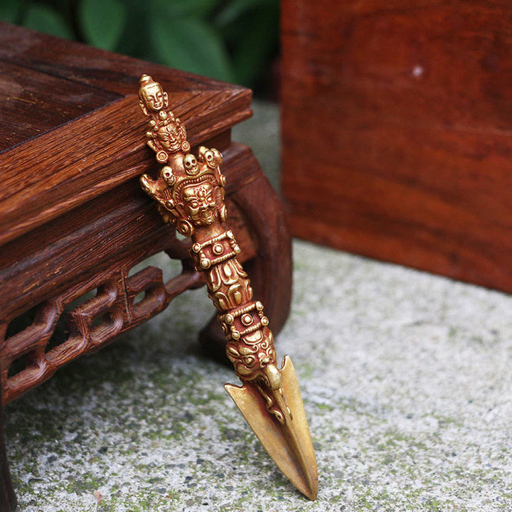 Buddha Stones fatte a mano piccole Nepal Vajra Dorje forza decorazione in metallo rame