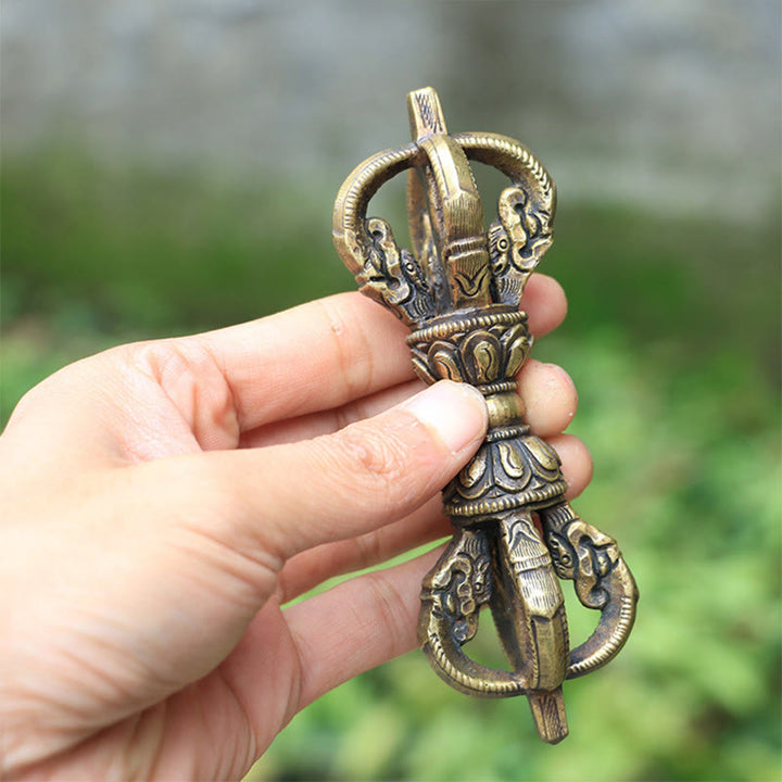 Buddha Stones fatte a mano in Nepal, decorazione in metallo rame Vajra Dorje a cinque punte - image 2
