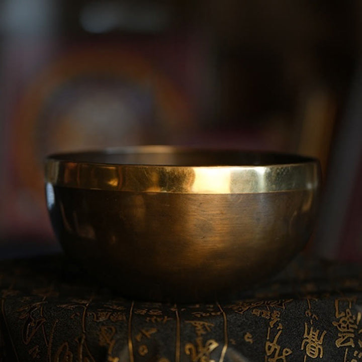 Buddha Stones Set di ciotole sonore nepalesi fatte a mano con motivo semplice per guarigione e meditazione. - image 0
