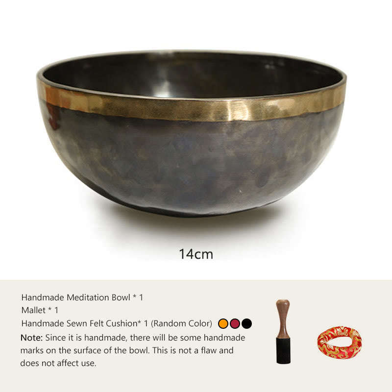 Buddha Stones Set di ciotole sonore nepalesi fatte a mano con motivo semplice per guarigione e meditazione. - 5,51 POLLICI (14 CM) - image 1