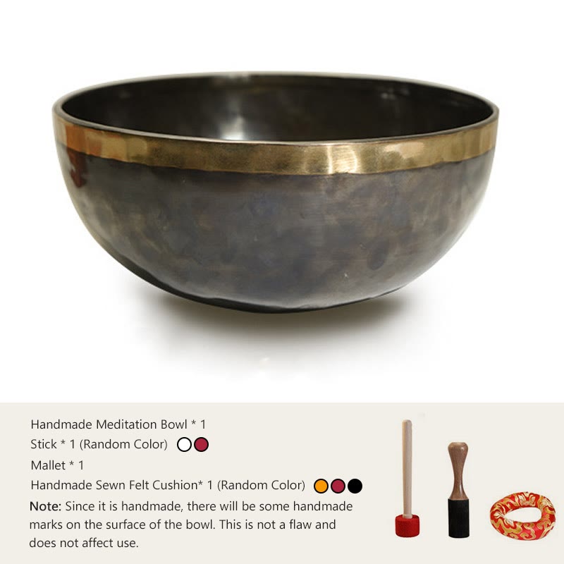 Buddha Stones Set di ciotole sonore nepalesi fatte a mano con motivo semplice per guarigione e meditazione. - 11,42-11,81 pollici (29-30 CM) - image 10
