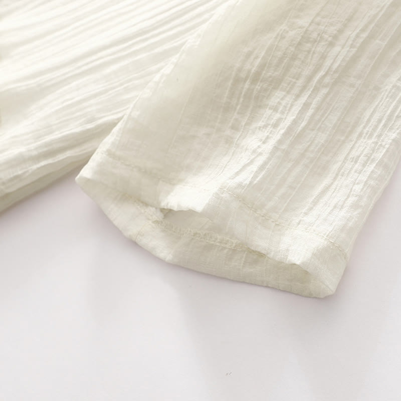 Abito midi in cotone e lino a maniche corte, estivo, casual, con ricamo semplice a doppio strato, motivo Buddha Stones - image 16