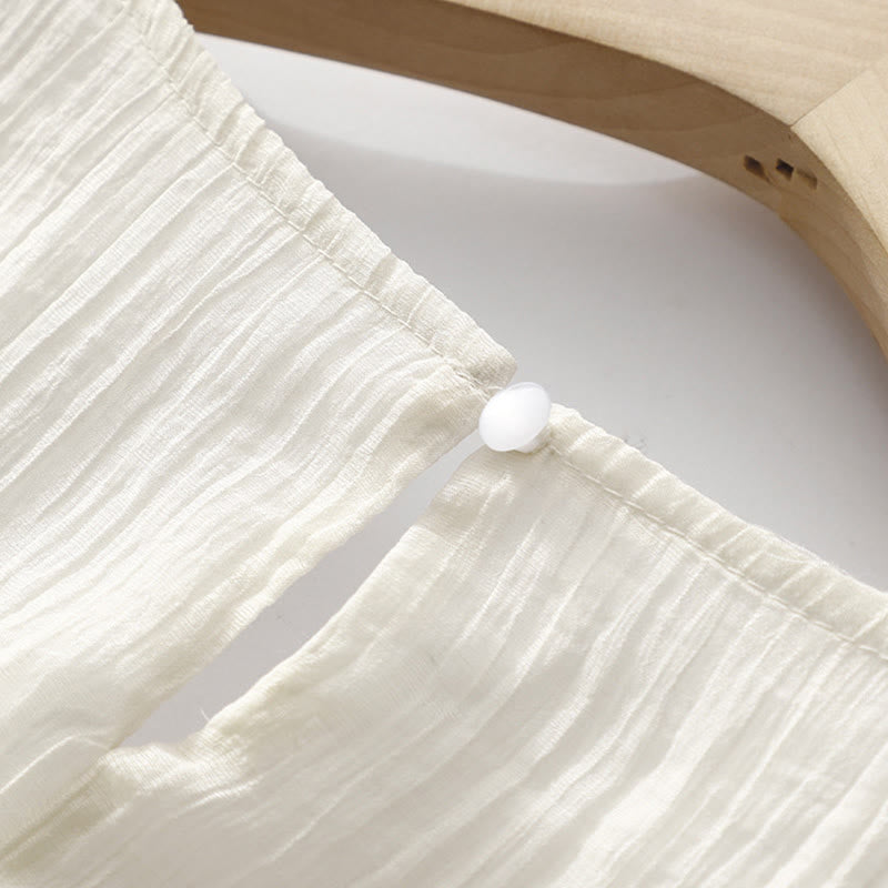 Abito midi in cotone e lino a maniche corte, estivo, casual, con ricamo semplice a doppio strato, motivo Buddha Stones - image 15