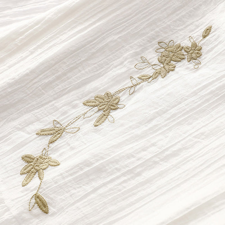 Abito midi in cotone e lino a maniche corte, estivo, casual, con ricamo semplice a doppio strato, motivo Buddha Stones - image 23