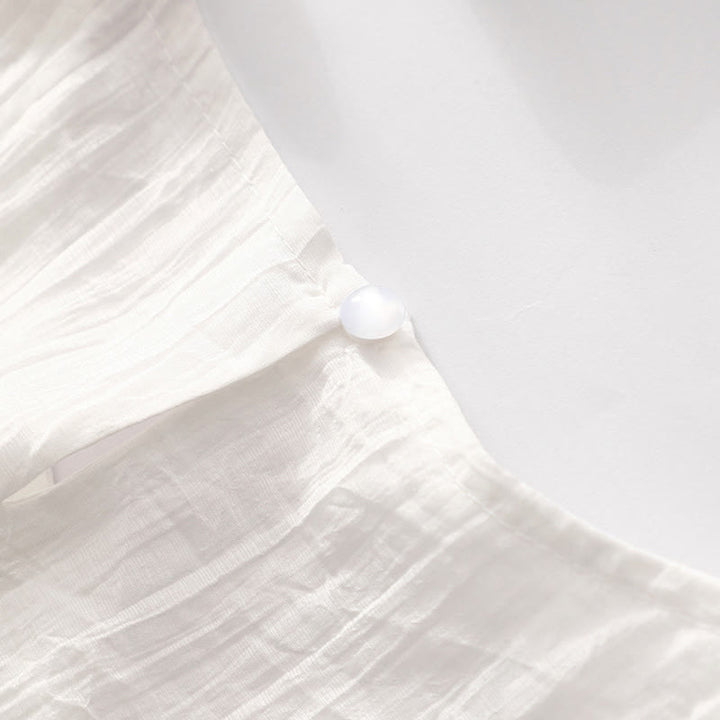 Abito midi in cotone e lino a maniche corte, estivo, casual, con ricamo semplice a doppio strato, motivo Buddha Stones - image 25