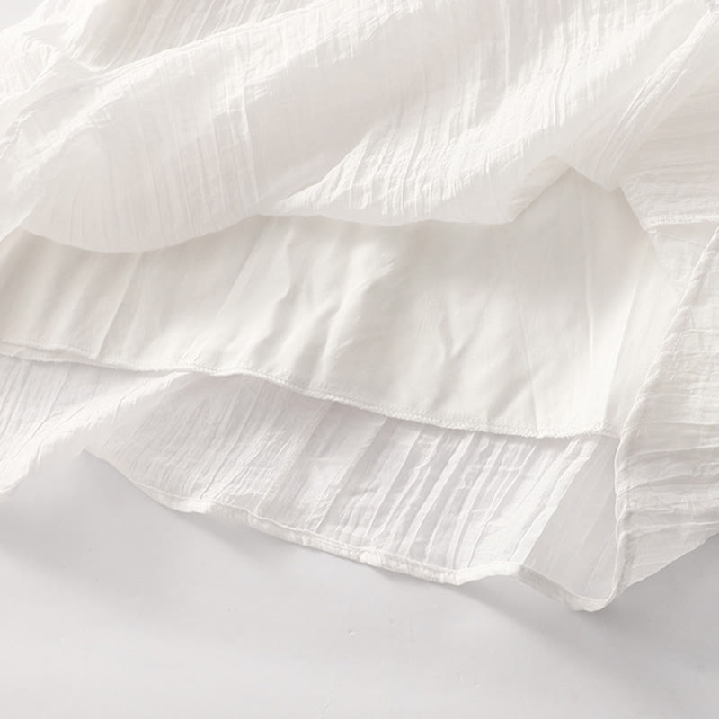 Abito midi in cotone e lino a maniche corte, estivo, casual, con ricamo semplice a doppio strato, motivo Buddha Stones - image 29