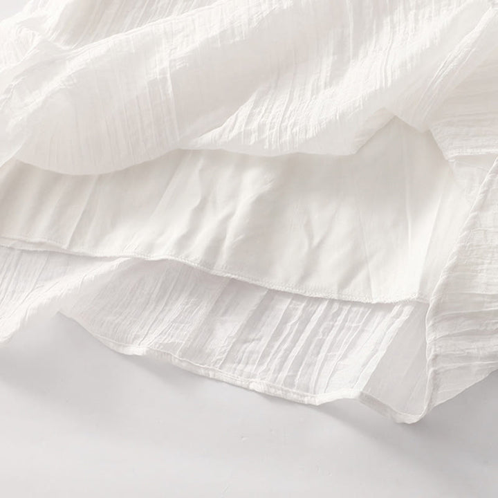 Abito midi in cotone e lino a maniche corte, estivo, casual, con ricamo semplice a doppio strato, motivo Buddha Stones - image 29