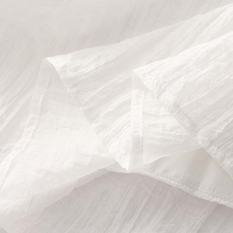 Abito midi in cotone e lino a maniche corte, estivo, casual, con ricamo semplice a doppio strato, motivo Buddha Stones - image 28