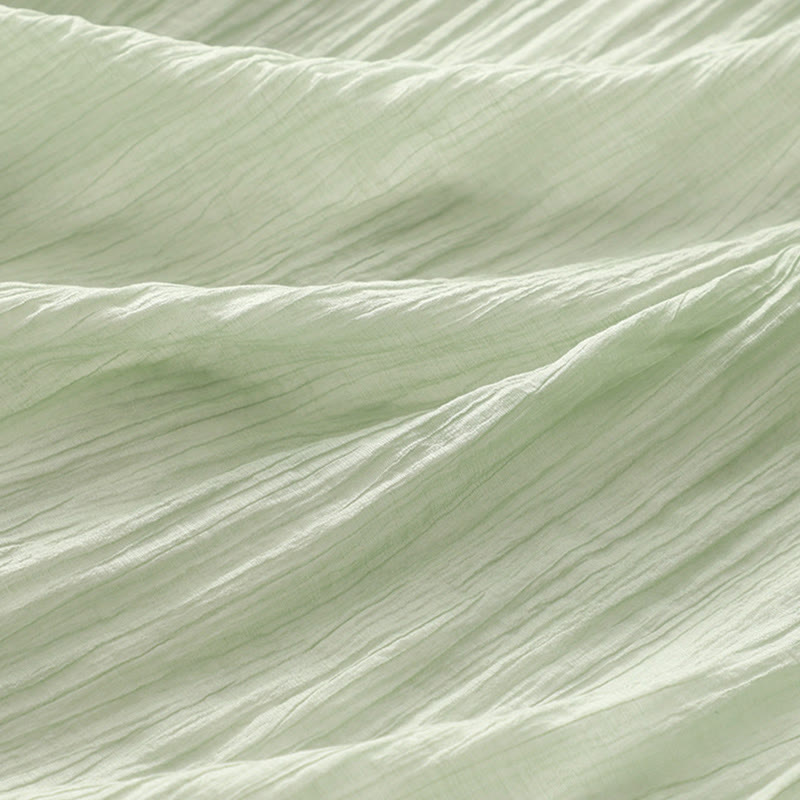 Abito midi in cotone e lino a maniche corte, estivo, casual, con ricamo semplice a doppio strato, motivo Buddha Stones - image 5