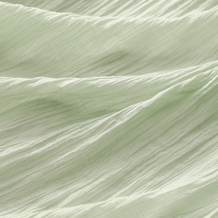 Abito midi in cotone e lino a maniche corte, estivo, casual, con ricamo semplice a doppio strato, motivo Buddha Stones - image 5