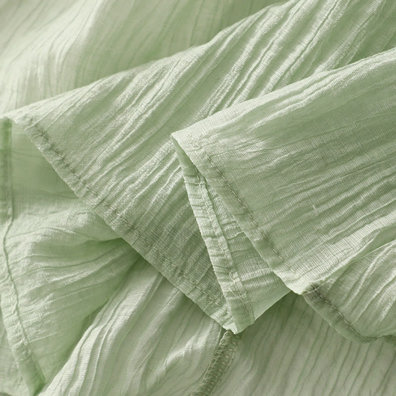 Abito midi in cotone e lino a maniche corte, estivo, casual, con ricamo semplice a doppio strato, motivo Buddha Stones - image 6