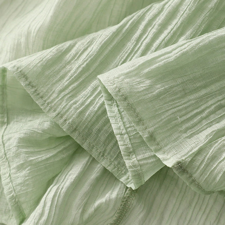 Abito midi in cotone e lino a maniche corte, estivo, casual, con ricamo semplice a doppio strato, motivo Buddha Stones - image 6