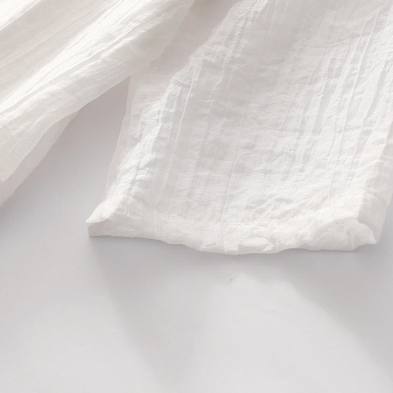 Abito midi in cotone e lino a maniche corte, estivo, casual, con ricamo semplice a doppio strato, motivo Buddha Stones - image 26