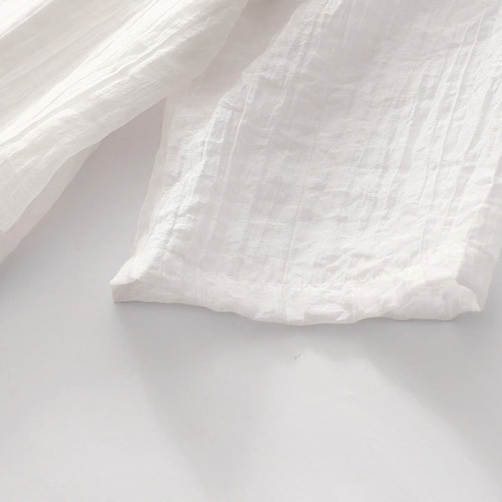 Abito midi in cotone e lino a maniche corte, estivo, casual, con ricamo semplice a doppio strato, motivo Buddha Stones - image 26