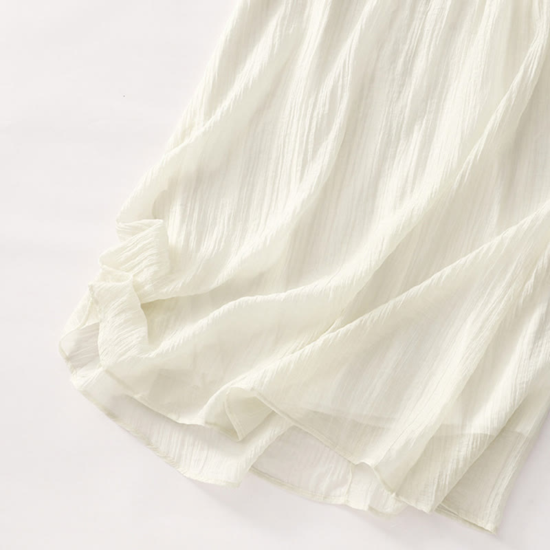 Abito midi in cotone e lino a maniche corte, estivo, casual, con ricamo semplice a doppio strato, motivo Buddha Stones - image 19