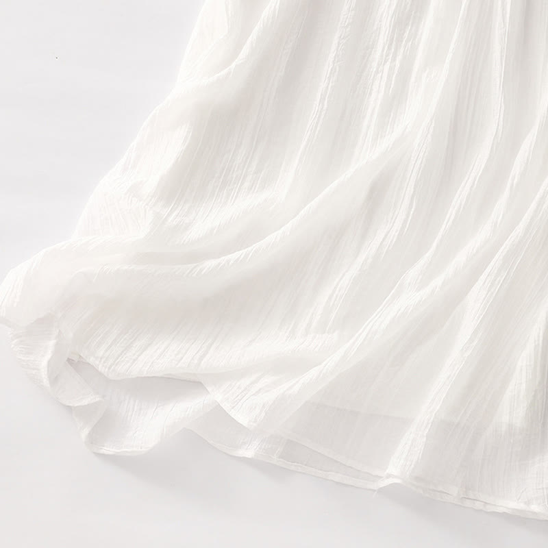 Abito midi in cotone e lino a maniche corte, estivo, casual, con ricamo semplice a doppio strato, motivo Buddha Stones - image 30