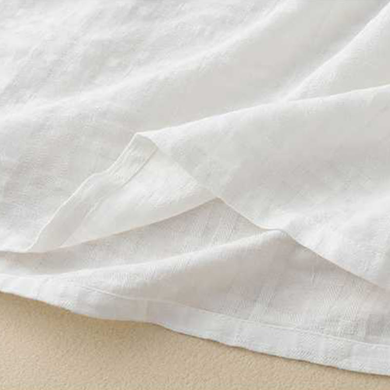 Abito midi in cotone e lino a maniche lunghe con tasche, motivo retrò Buddha Stones , tinta unita, coulisse e bottoni a rana - image 16