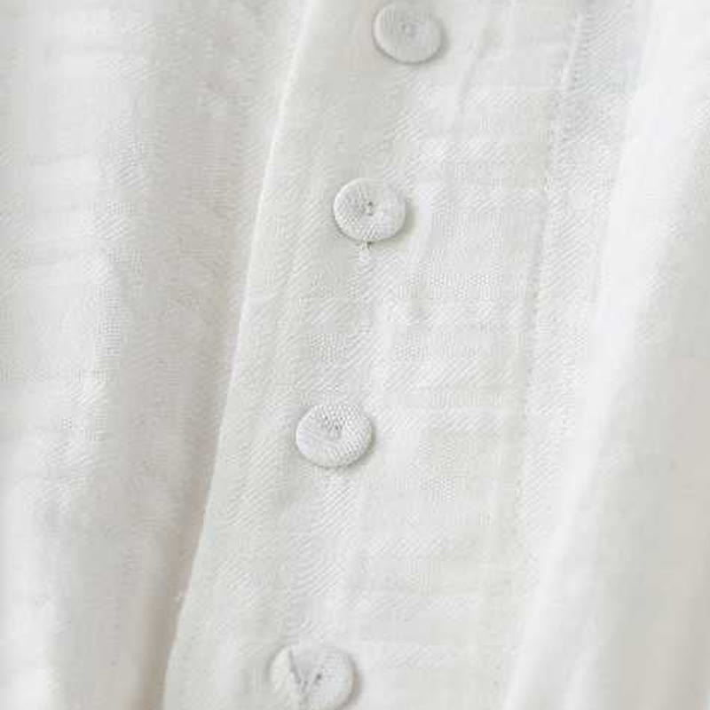 Abito midi in cotone e lino a maniche lunghe con tasche, motivo retrò Buddha Stones , tinta unita, coulisse e bottoni a rana - image 11