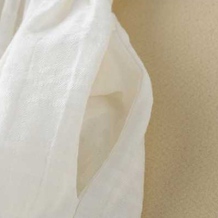 Abito midi in cotone e lino a maniche lunghe con tasche, motivo retrò Buddha Stones , tinta unita, coulisse e bottoni a rana - image 14