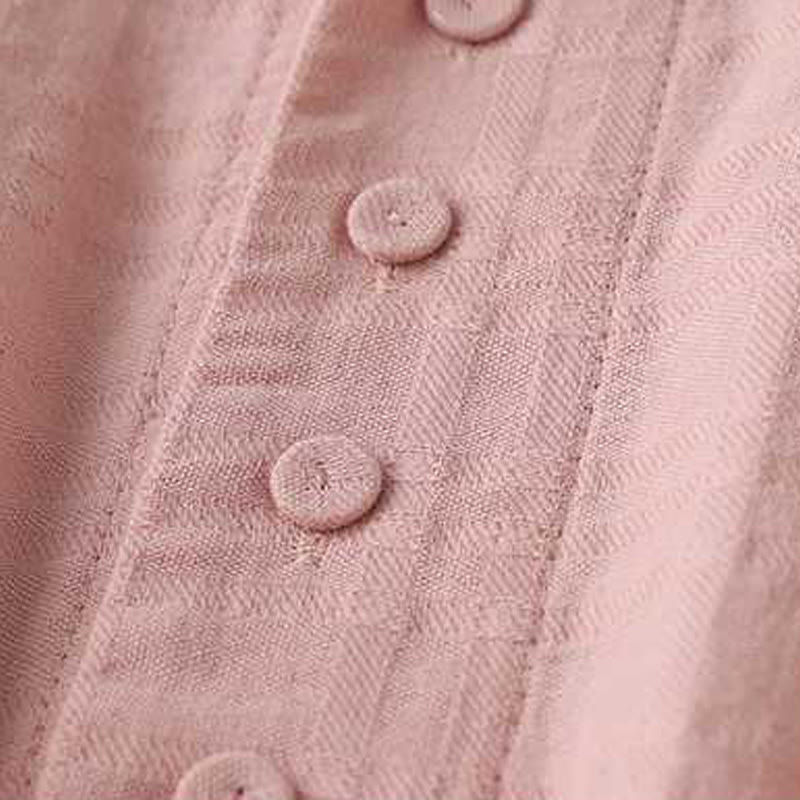 Abito midi in cotone e lino a maniche lunghe con tasche, motivo retrò Buddha Stones , tinta unita, coulisse e bottoni a rana - image 21