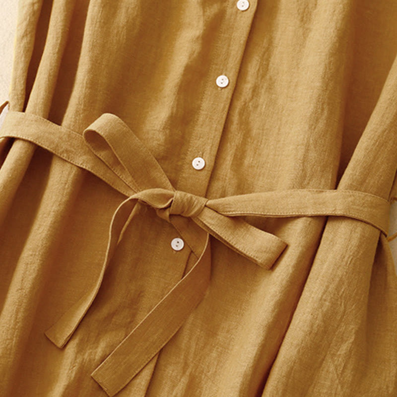 Cardigan midi estivo in cotone senza maniche con allacciatura a bottoni e risvolto, motivo Buddha Stones - image 3