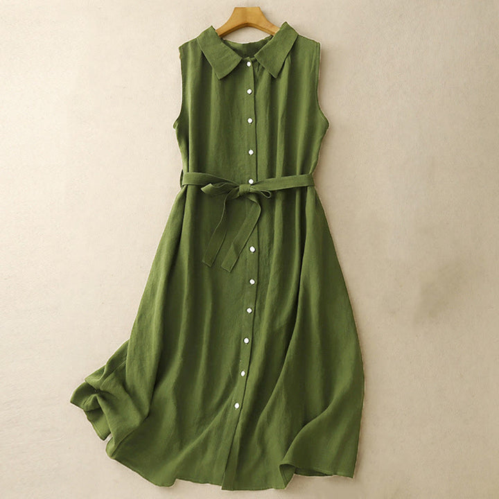 Cardigan midi estivo in cotone senza maniche con allacciatura a bottoni e risvolto, motivo Buddha Stones