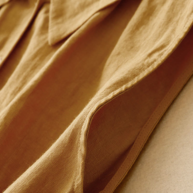 Cardigan midi estivo in cotone senza maniche con allacciatura a bottoni e risvolto, motivo Buddha Stones - image 6