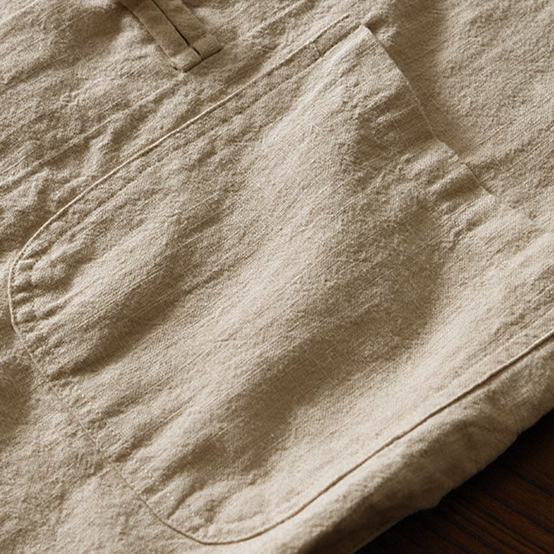 Abito cinese Tang con bottoni a forma di rana e motivo Buddha Stones, camicia da uomo in cotone e lino con tasche. - image 28