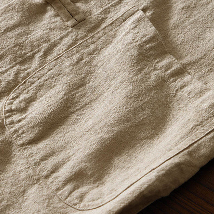 Abito cinese Tang con bottoni a forma di rana e motivo Buddha Stones, camicia da uomo in cotone e lino con tasche. - image 28