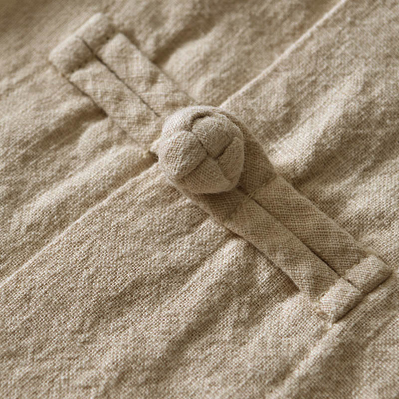 Abito cinese Tang con bottoni a forma di rana e motivo Buddha Stones, camicia da uomo in cotone e lino con tasche. - image 25